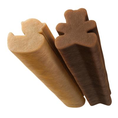 A dog chew toy shaped like a bear, labeled as WHIMZEES® all-natural dental treat for dogs.