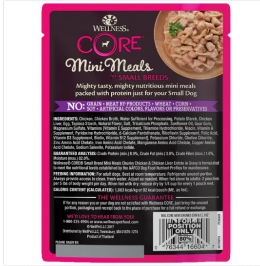 Wellness Core Mini Meals Chunky Chicken & Chicken Liver Pouch 3oz