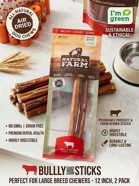Natural Farm Bully Sticks, 12 Inch – 2 Count