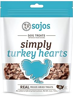 Sojos Simply Turkey Hearts Freeze-Dried Dog Treats, 4.0oz