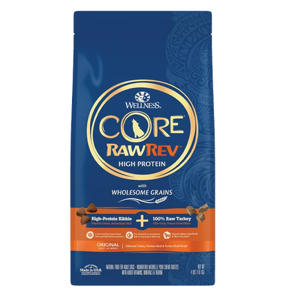 CORE RawRev Wholesome Grains + 100% Raw Turkey Dog Food 4lbs