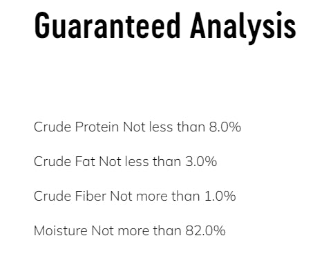 Analysis guarantees crude protein at a minimum level of 8%.