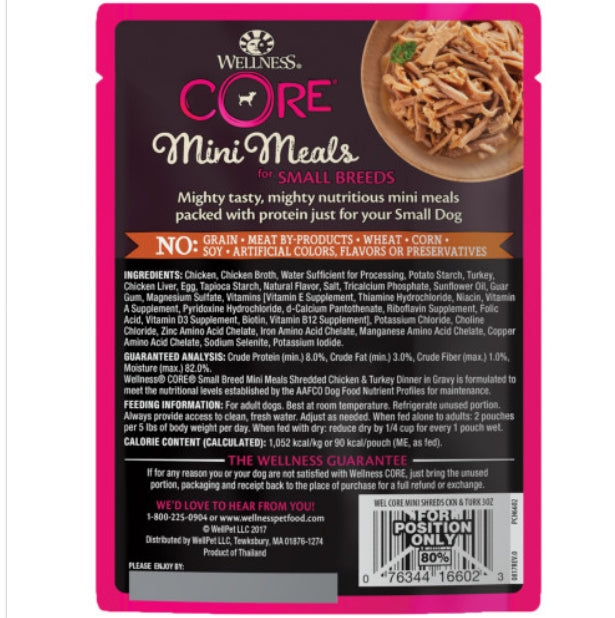 Wellness Core Mini Meals Shredded Chicken & Turkey Pouch 3oz