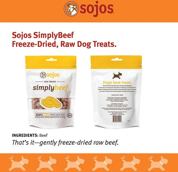 Sojos Simply Beef FreezeDried Dog Treats, 4oz bag Dog World PR
