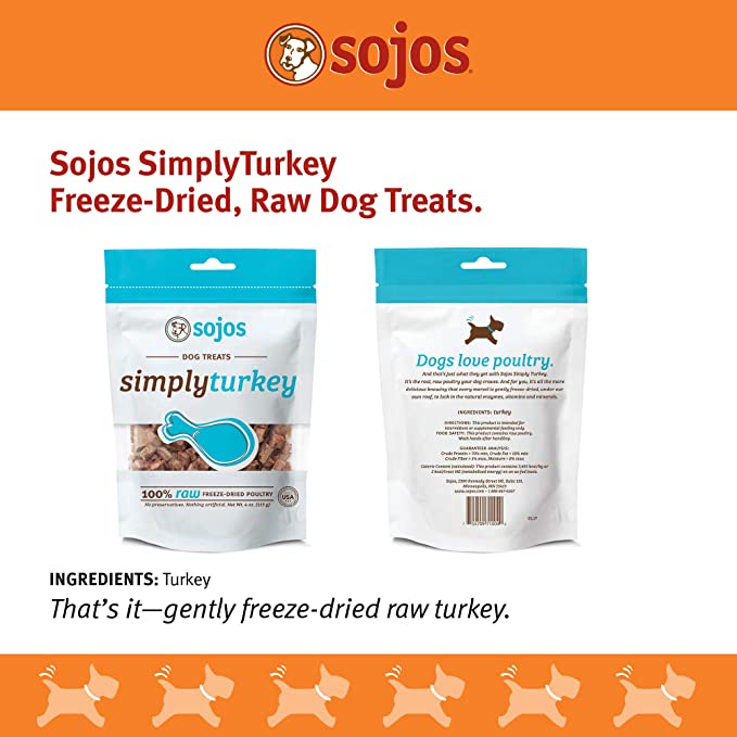 Sojos Simply Turkey Freeze-Dried Dog Treats, 4.0oz