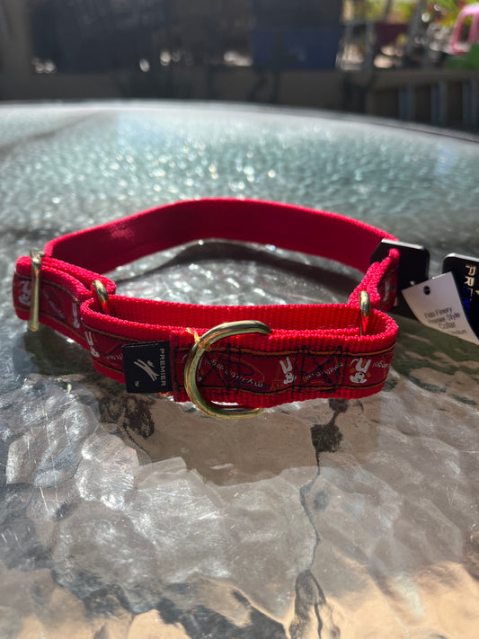 Adjustable Martingale Collar/ Red with white puppies
