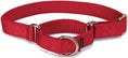 Load image into Gallery viewer, Red adjustable Martingale dog collar featuring two metal rings for secure fitting
