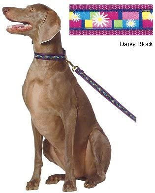 Adjustable Martingale Collar/ Purple with Daisy Flowers and multicolor squares