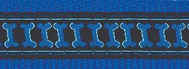 Blue and black adjustable Martingale collar featuring a pattern of illusion bones.